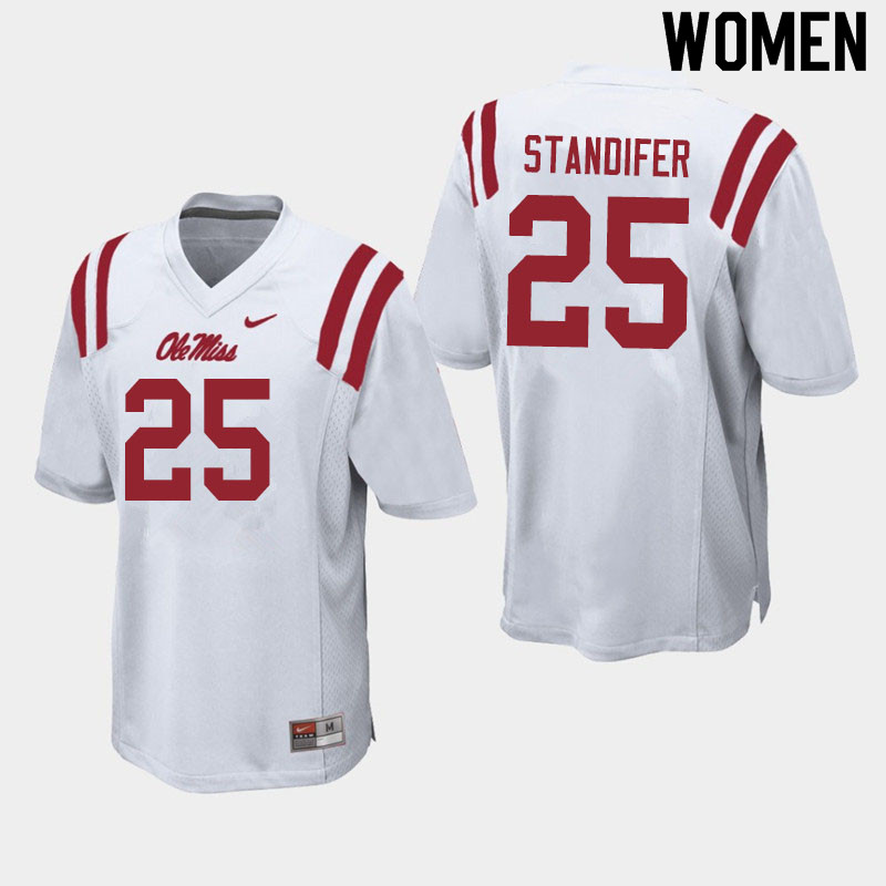 Tavario Standifer Ole Miss Rebels NCAA Women's White #25 Stitched Limited College Football Jersey GFY7158UF